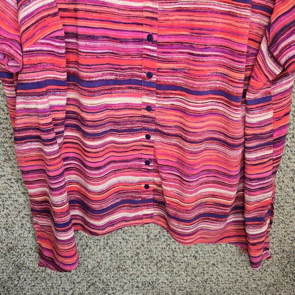 Catherines Top Womens Petite Plus 2XWP 22/24WP Pink Striped Button Up Ladies - Picture 5 of 7